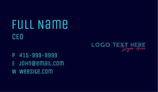 Neon Firm Wordmark Business Card Design Image Preview