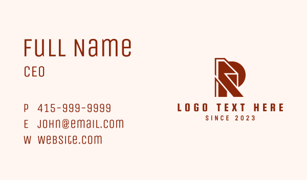 Letter R Construction Business Card Design Image Preview