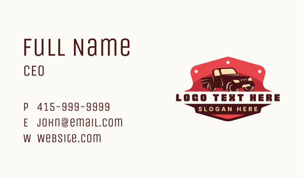 Pickup Truck Mechanic Business Card Design Image Preview