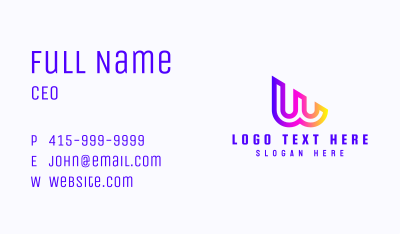 Professional Startup Agency Letter W Business Card Image Preview