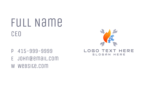 Thermal Fire Ice Wrench Business Card Design Image Preview