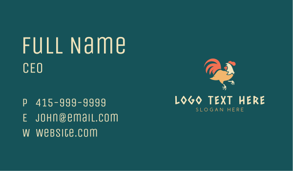 Poultry Fowl Rooster  Business Card Design Image Preview
