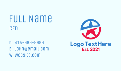 Patriotic National Star Business Card