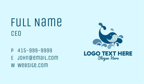 Swimming Blue Whale  Business Card Design Image Preview
