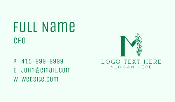 Natural Plant Letter M Business Card Design Image Preview