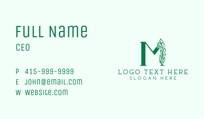 Natural Plant Letter M Business Card Image Preview