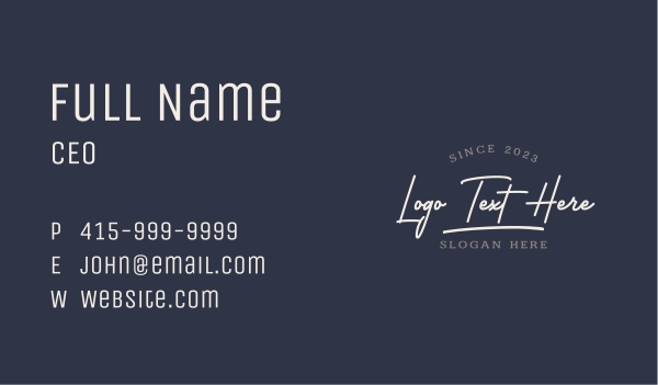Classic Stylish Script Wordmark Business Card Design Image Preview
