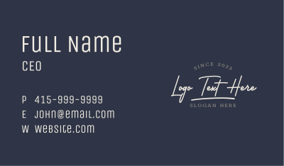 Classic Stylish Script Wordmark Business Card Image Preview