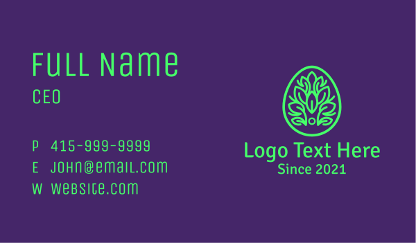 Green Plant Easter Egg Business Card Design Image Preview