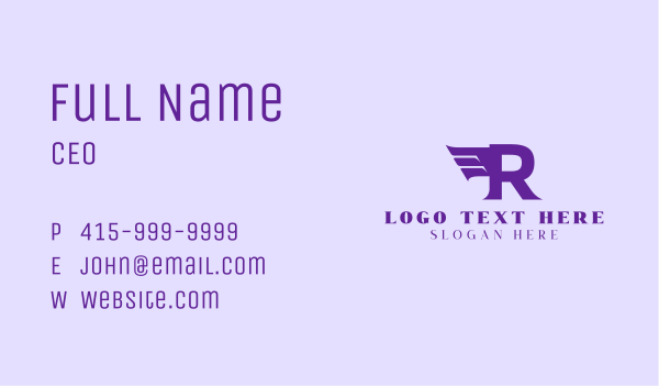 Violet Letter R Wings  Business Card Design Image Preview