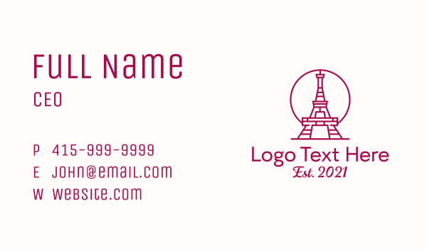 Minimalist Eiffel Tower Business Card Design Image Preview