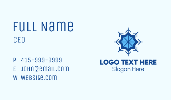 Blue Flower Snowflake Business Card Design Image Preview