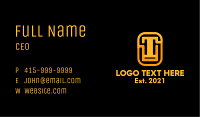 Gaming Avatar Letter T  Business Card