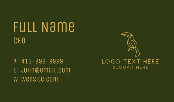 Toucan Fashion Bird Business Card Design Image Preview