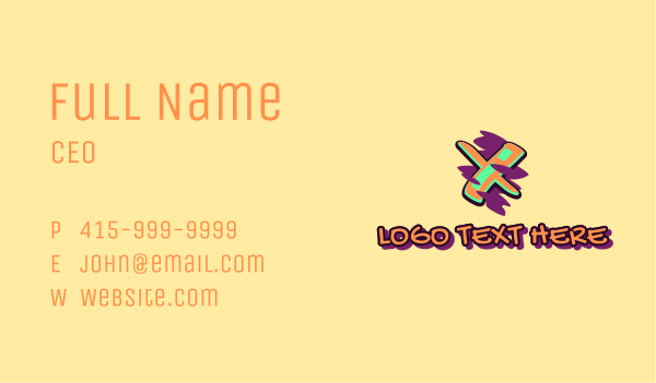 Graffiti Art Letter X Business Card Design Image Preview