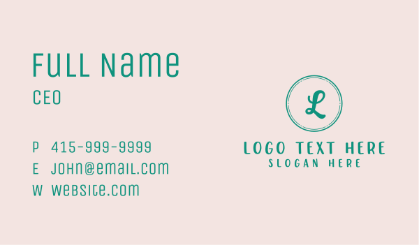 Green Script Beauty Letter Business Card Design Image Preview