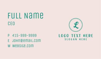 Green Script Beauty Letter Business Card Image Preview