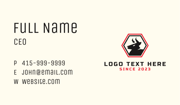 Bull Hexagon Emblem Business Card Design Image Preview