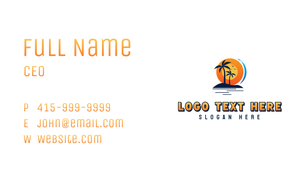 Tropical Beach Vacation Business Card Design Image Preview
