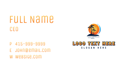 Tropical Beach Vacation Business Card Image Preview