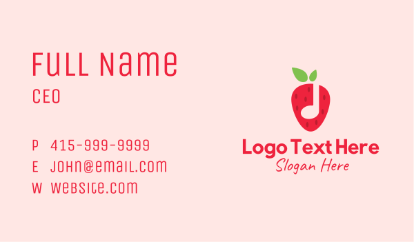 Strawberry Music Note Business Card Design Image Preview