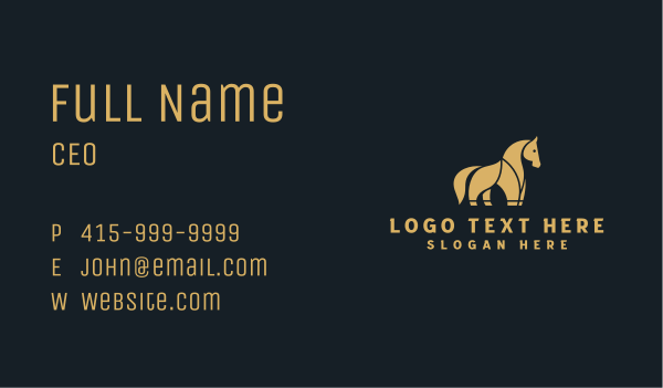 Gold Horse Equestrian  Business Card Design Image Preview