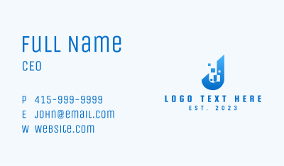 Blue Pixelated Letter J Business Card Image Preview