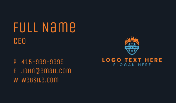 Fire Ice Shield  Business Card Design Image Preview