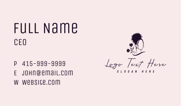 Floral Curly Hair Business Card Design Image Preview