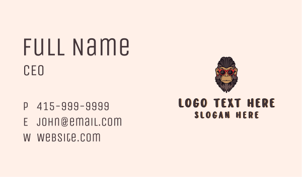 Hipster Sunglasses Monkey Business Card Design Image Preview