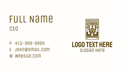 Brown Tribal Mayan Mask Business Card Image Preview