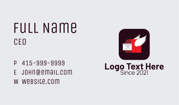 Flying Mail Mobile Application Business Card Design Image Preview