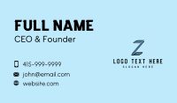 Blue Modern Letter Z Business Card Image Preview