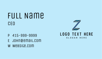 Blue Modern Letter Z Business Card Image Preview