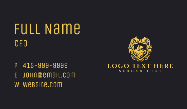 Luxury Pegasus Shield Business Card Design Image Preview