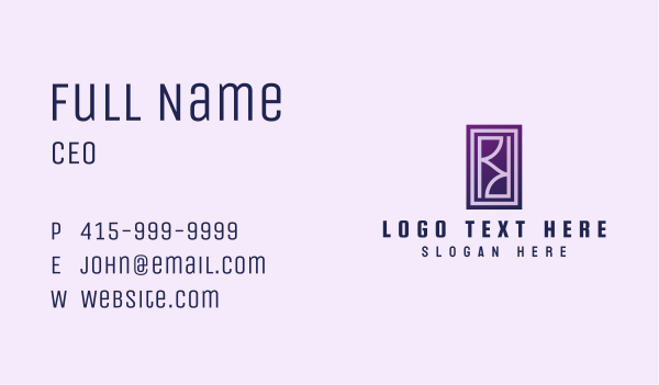 Purple Letter R Frame Business Card Design Image Preview