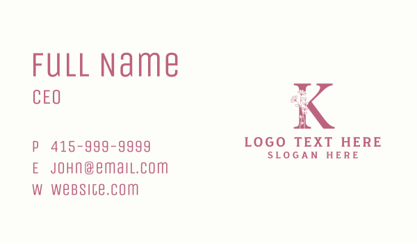 Floral Garden Letter K Business Card Design Image Preview
