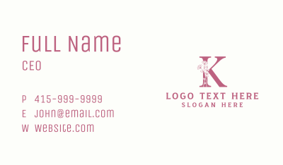 Floral Garden Letter K Business Card Image Preview