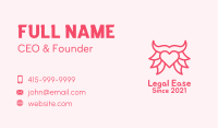 Pink Bull Heart  Business Card Image Preview