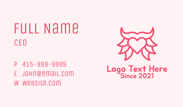 Pink Bull Heart  Business Card Design Image Preview