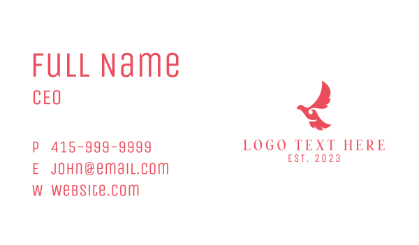 Pink Feminine Dove Business Card Design Image Preview