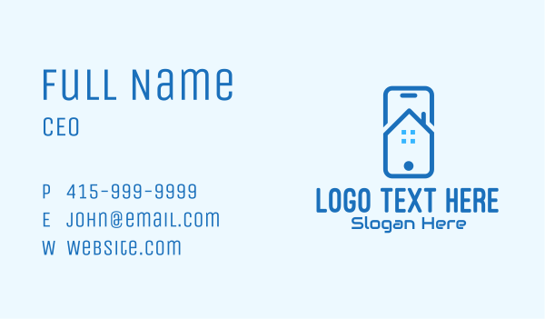 Blue Mobile Phone Home App Business Card Design Image Preview