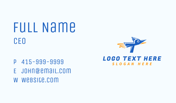 Rocket Blue Bird Business Card Design Image Preview