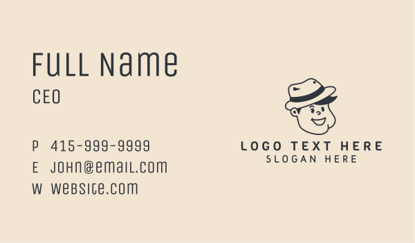 Smiling Boy Fedora Hat Business Card Design Image Preview