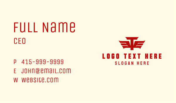 Red Letter T Wings  Business Card Design Image Preview