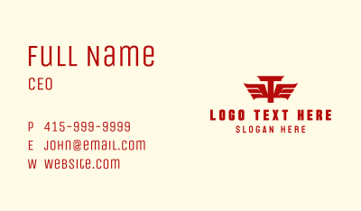 Red Letter T Wings  Business Card Image Preview