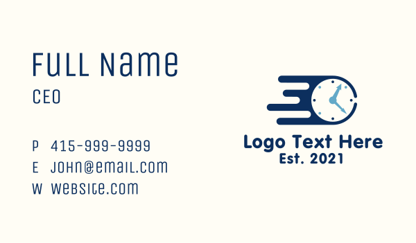 Blue Fast Clock Business Card Design Image Preview