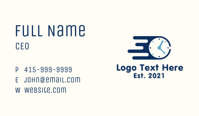 Blue Fast Clock Business Card Image Preview
