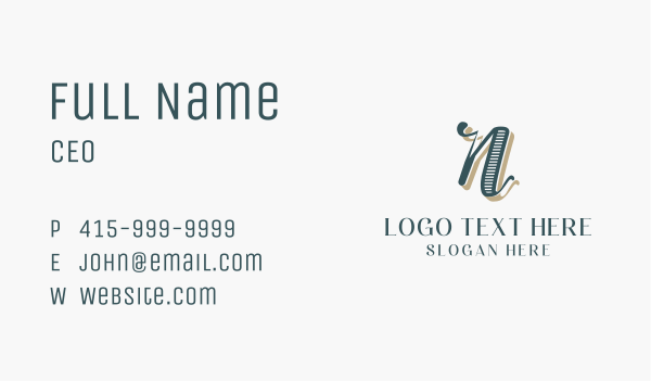 Vintage Retro Letter N Business Card Design Image Preview