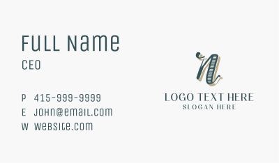 Vintage Retro Letter N Business Card Image Preview